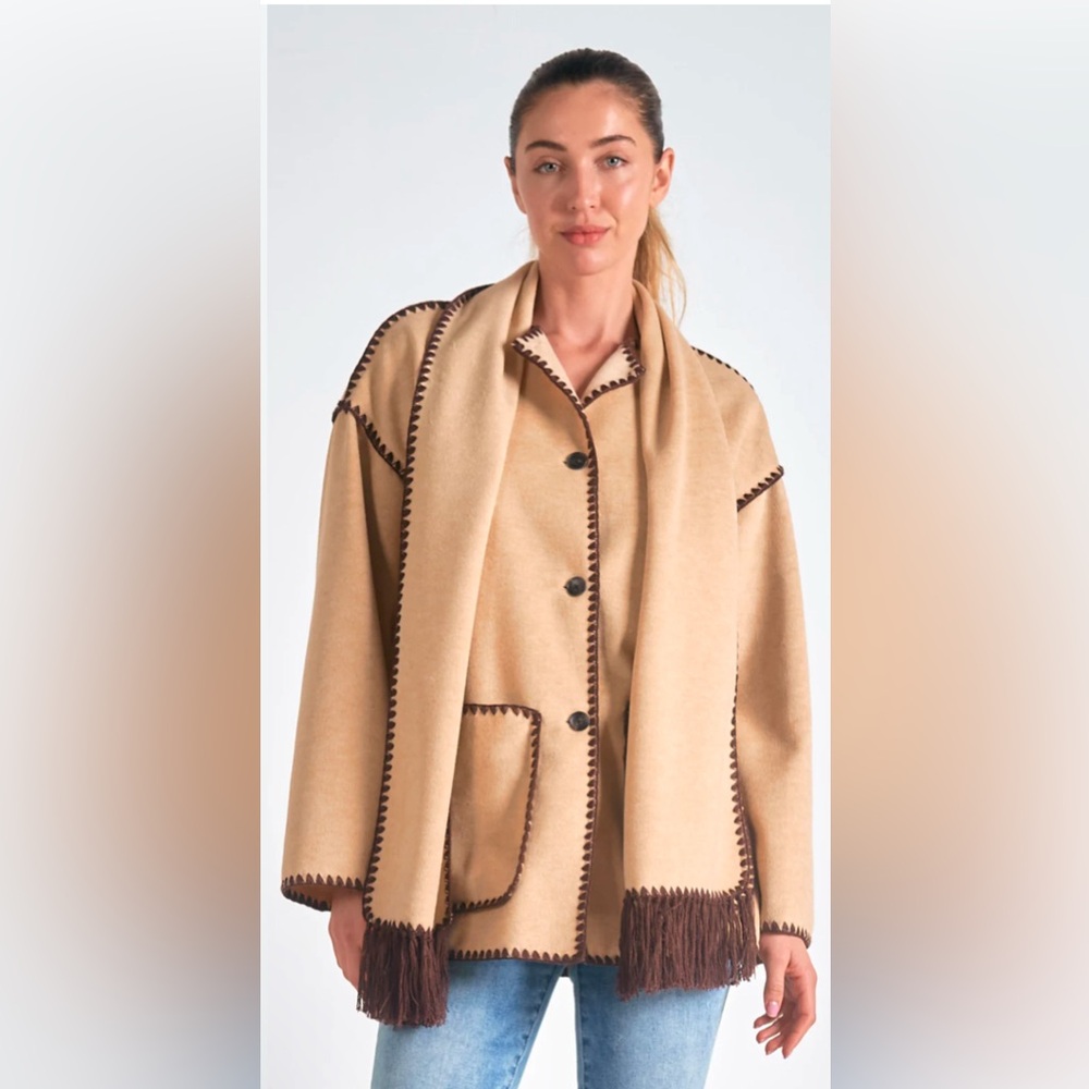 ELAN Olivia Contrasting Trim Coat in size medium new with tags Mrsp 265